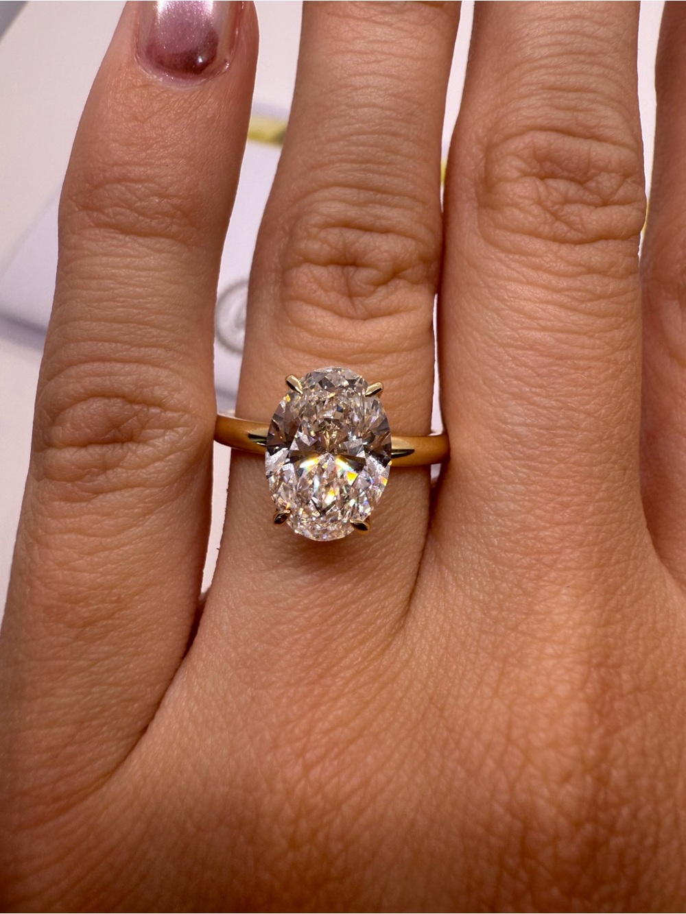 3.00 carat E VS1 oval lab diamond solitaire with hidden halo engagement ring - Picture 2 of 11